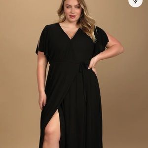 Lulus Heart Of Marigold Black Maxi Wrap Dress NWOT